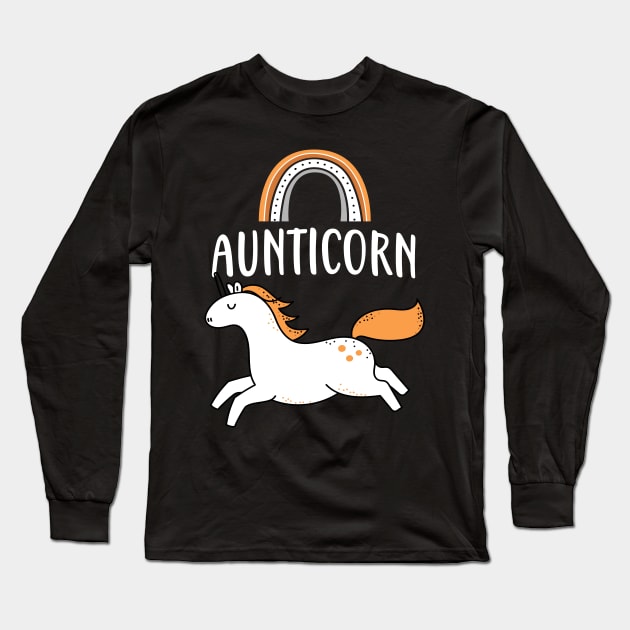Aunticorn Aunt Cute Unicorn Family Women Long Sleeve T-Shirt by Foxxy Merch